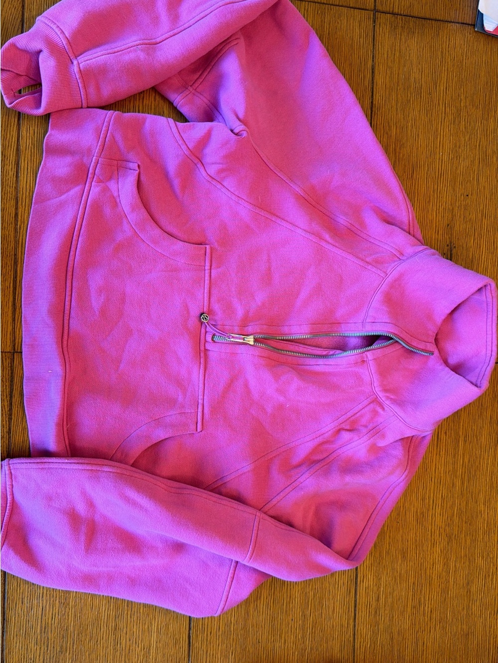 Lululemon Pink Half-Zip Pullover scuba half zip cropped Sweatshirt